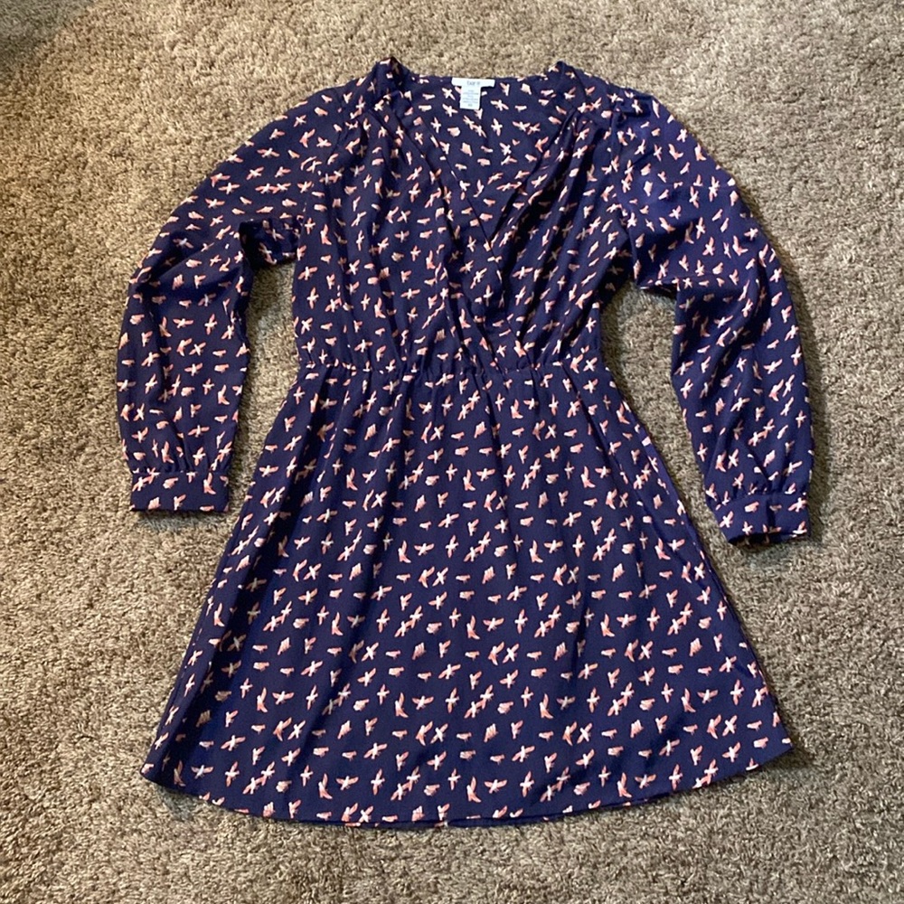 Bar III | Bird-Print Blue Casual Work Dress